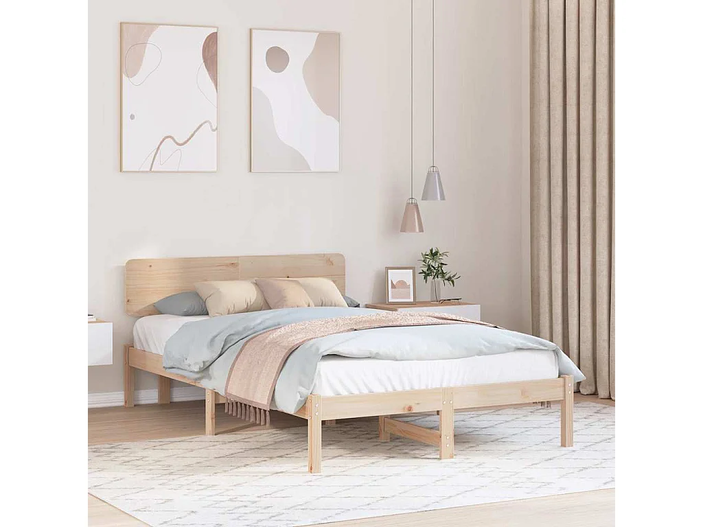 Lit simple | Lit adulte, enfant | Cadre de lit Naturel 120x190 cm Bois massif en pin