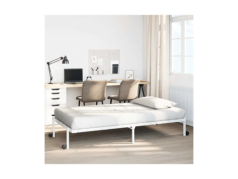 Lit simple | Lit adulte, enfant | Cadre de lit pliable blanc 107x203 cm acier