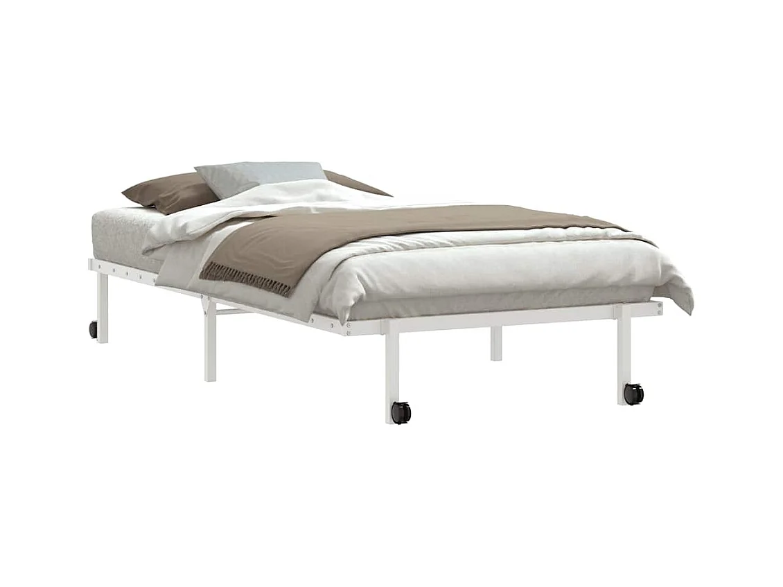 Lit simple | Lit adulte, enfant | Cadre de lit pliable blanc 107x203 cm acier