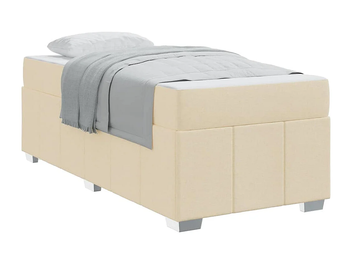 Lit simple | Lit adulte, enfant | Cadre de lit avec matelas Crème 80x200 cm tissu