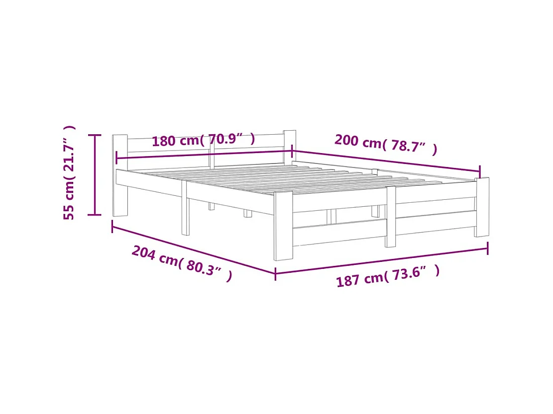 Lit double | Lit adulte | Cadre de lit de palette 180x200 cm bois massif pin