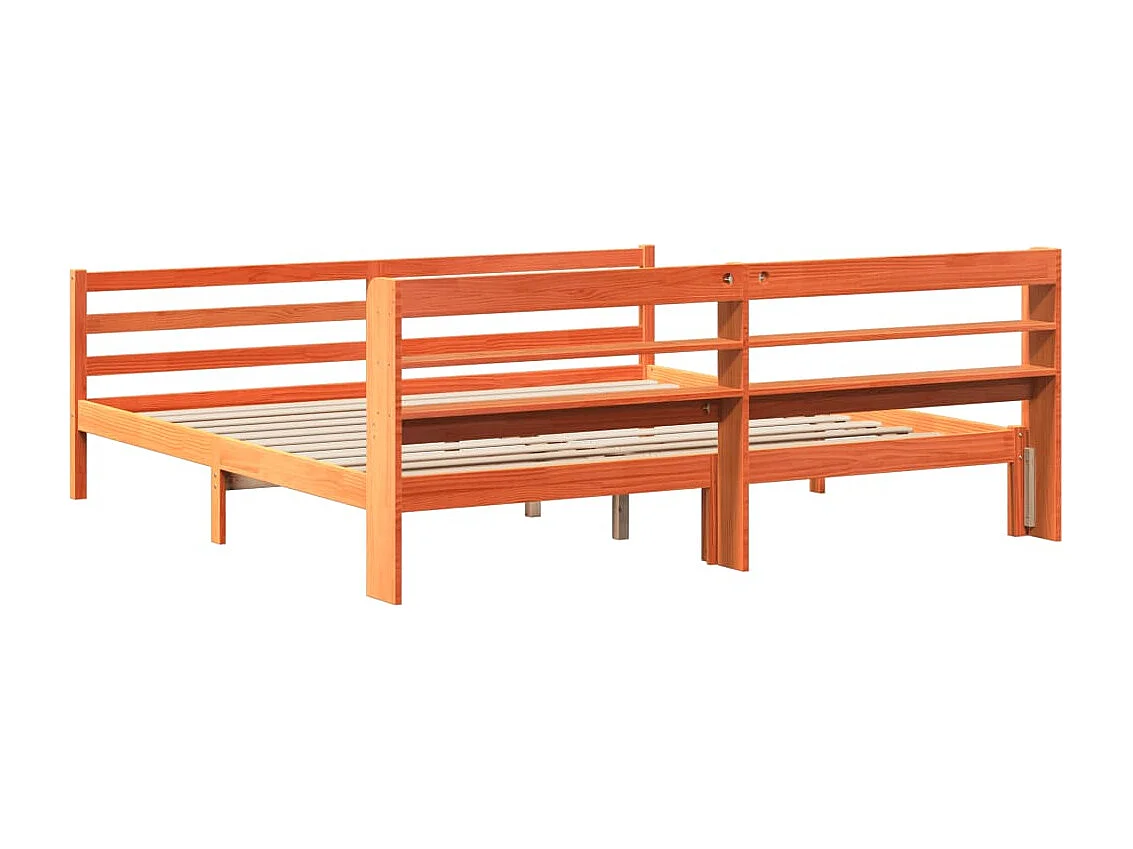 Lit double | Lit adulte | Cadre de lit cire marron 200x200cm bois pin massif