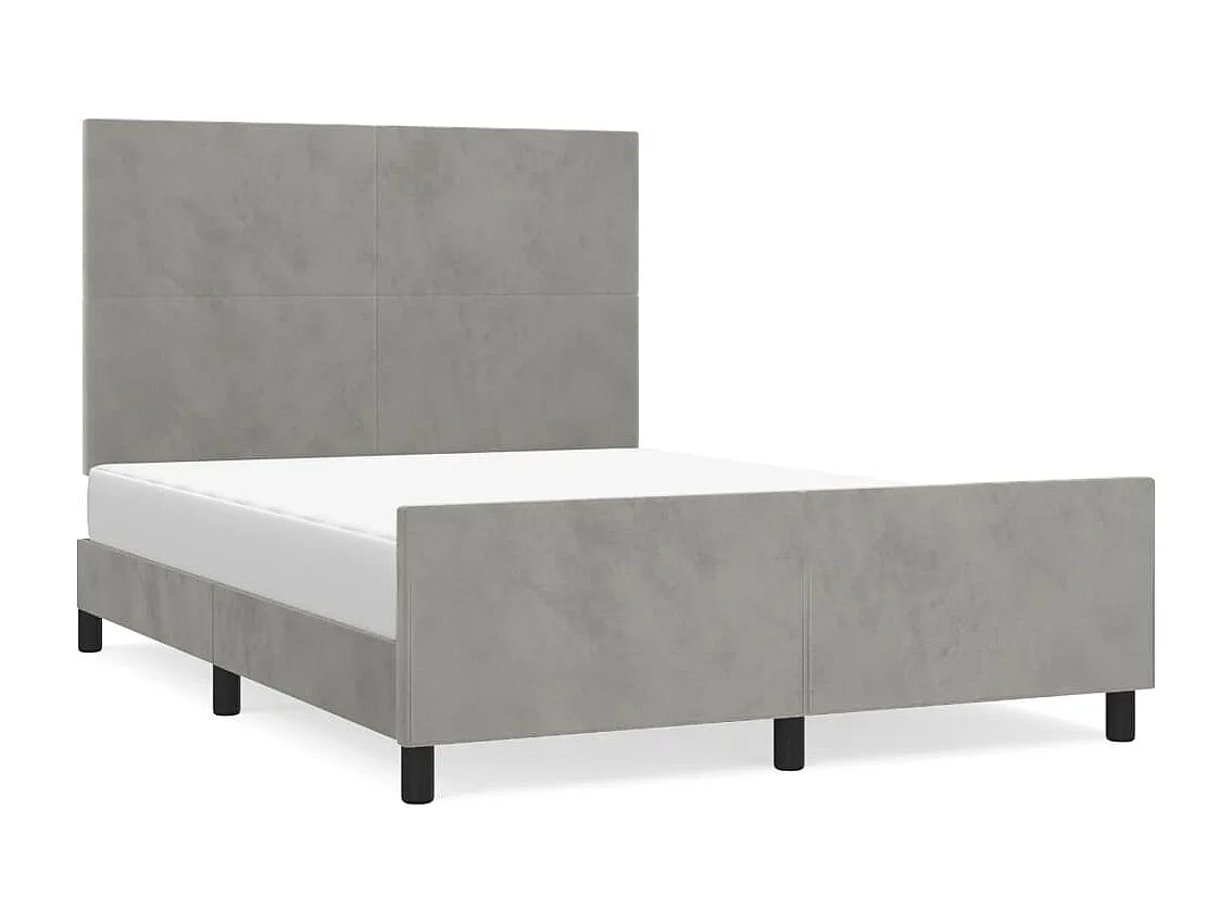 Lit double | Lit adulte | Cadre de lit gris clair 140x200 cm velours