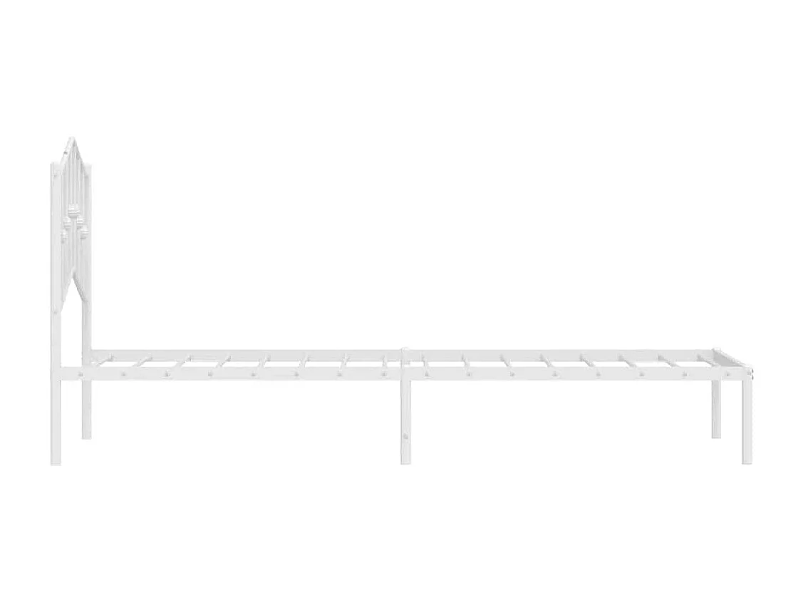 Lit simple | Lit adulte, enfant | Cadre de lit métal et tête de lit blanc 100x200 cm