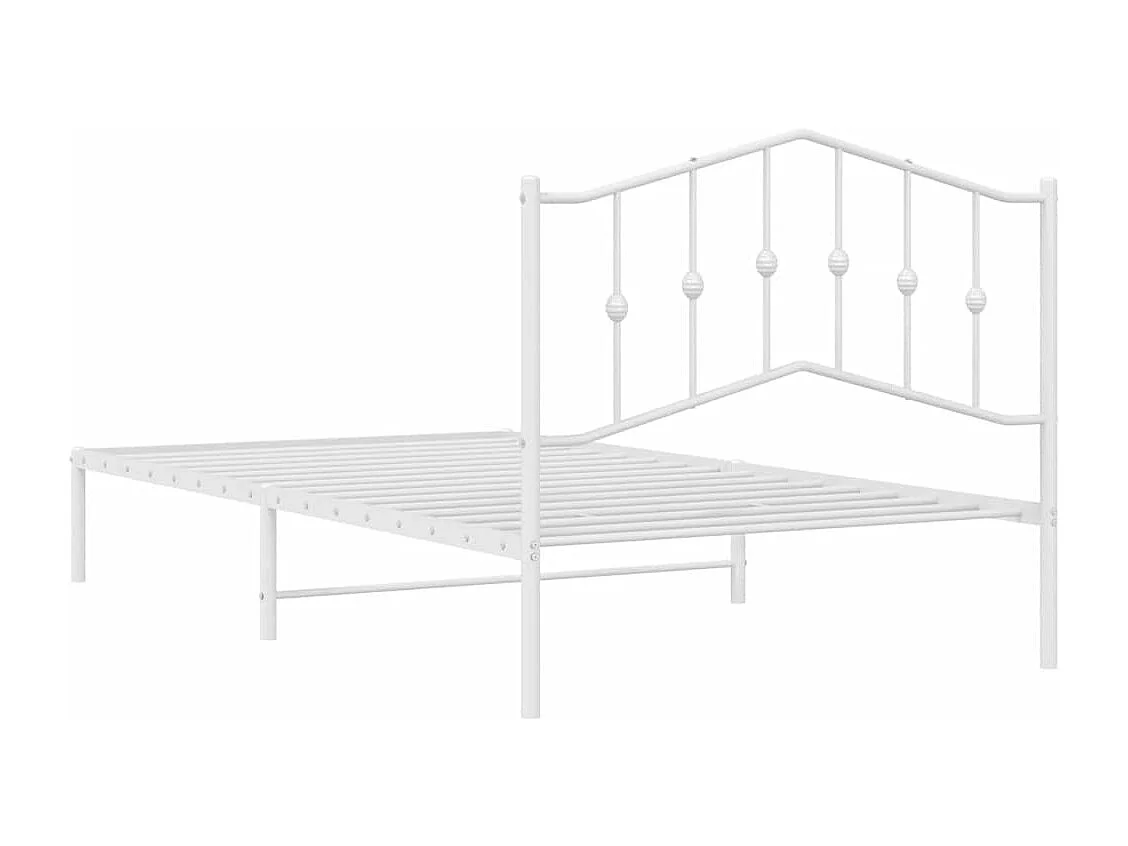 Lit simple | Lit adulte, enfant | Cadre de lit métal et tête de lit blanc 100x200 cm