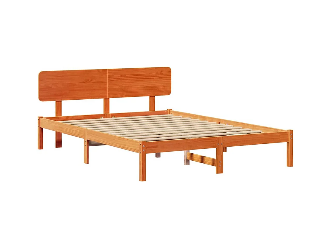 Lit double | Lit adulte | Cadre de lit Brun cire 150x200 cm Bois massif en pin