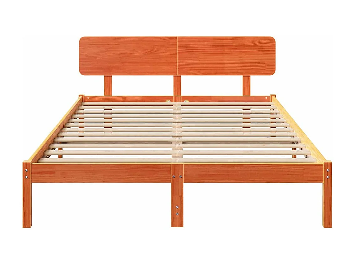 Lit double | Lit adulte | Cadre de lit Brun cire 150x200 cm Bois massif en pin