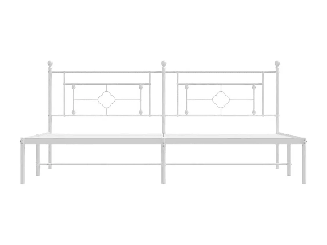 Lit double | Lit adulte | Cadre de lit métal et tête de lit blanc 193x203 cm