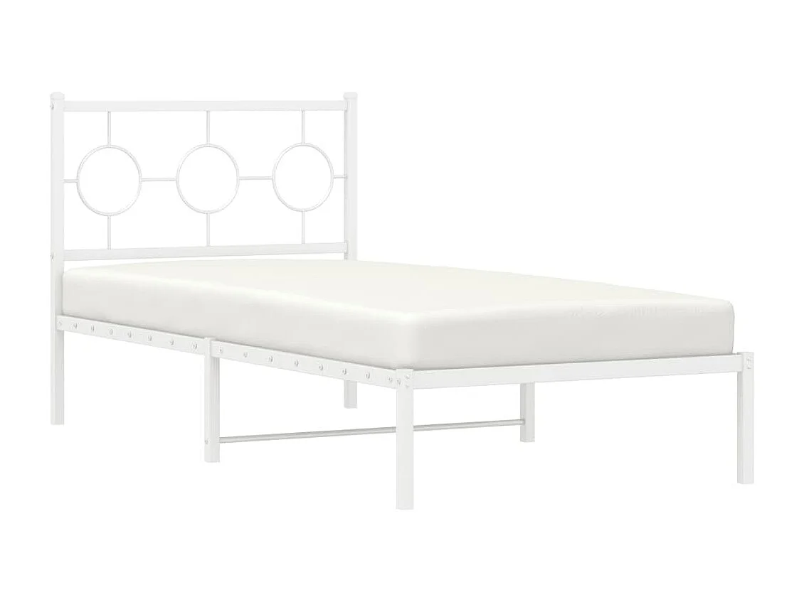 Lit simple | Lit adulte, enfant | Cadre de lit métal avec tête de lit blanc 90x190cm