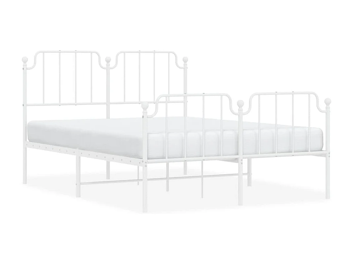 Lit double | Lit adulte | Cadre de lit métal et pied de lit blanc 140x190 cm