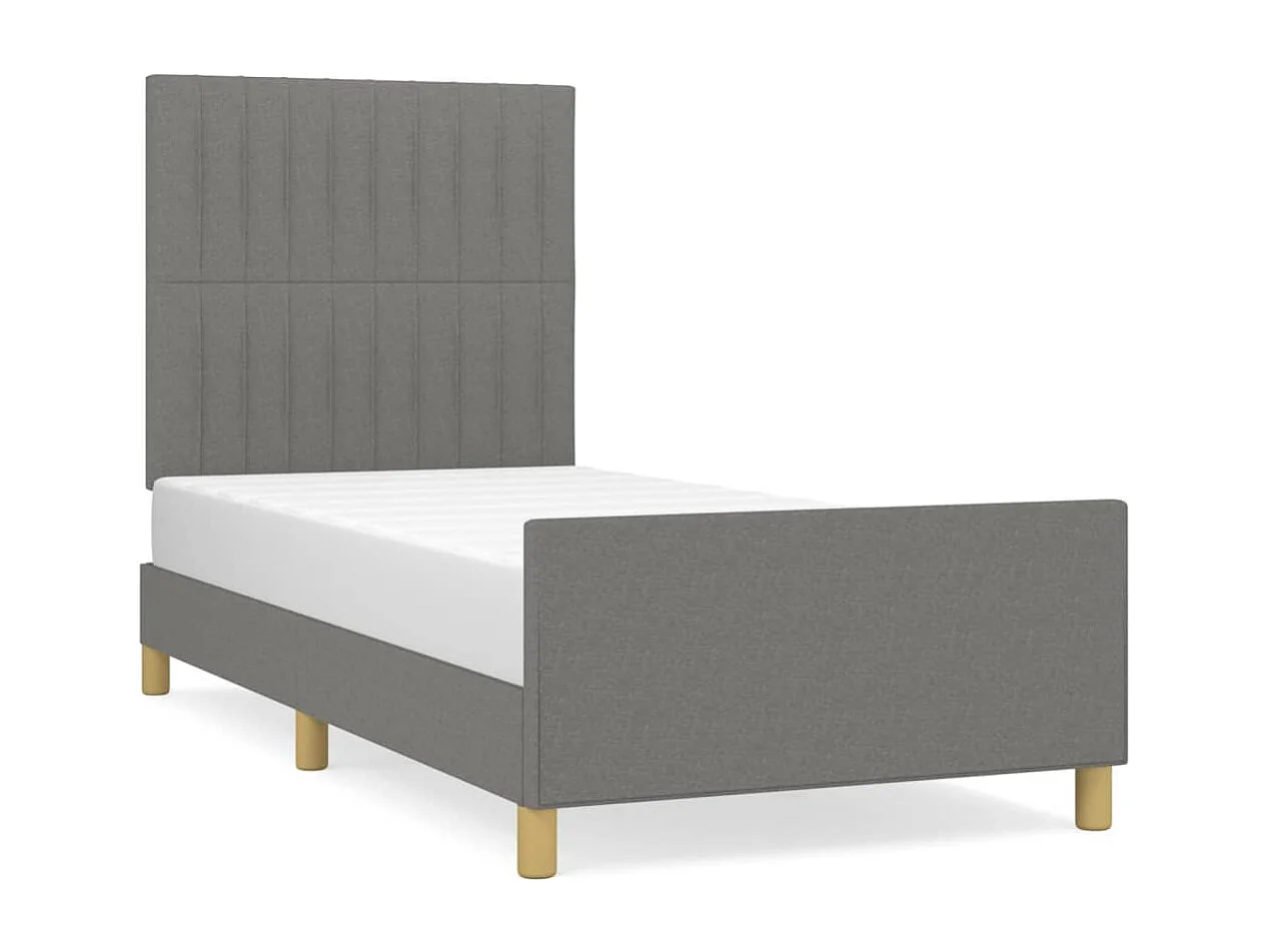 Lit simple | Lit adulte, enfant | Cadre de lit gris foncé 80x200 cm tissu