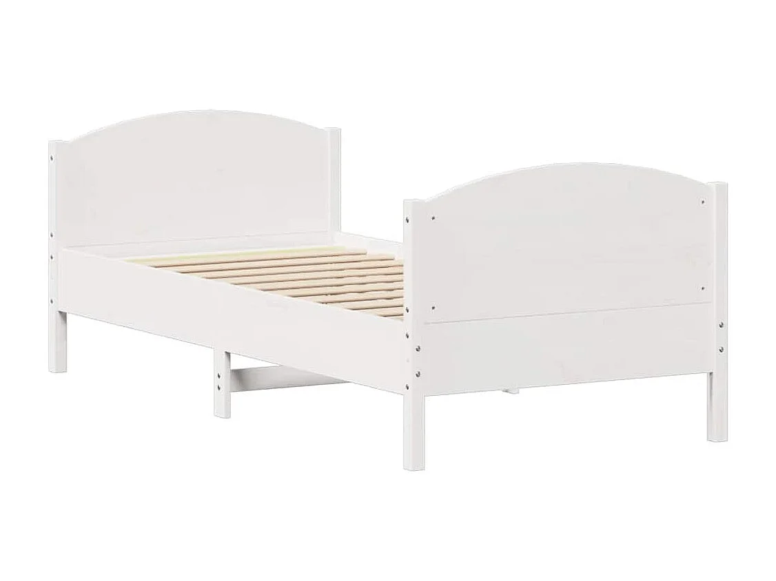 Lit simple | Lit adulte, enfant | Cadre de lit blanc 90x190 cm bois de pin massif