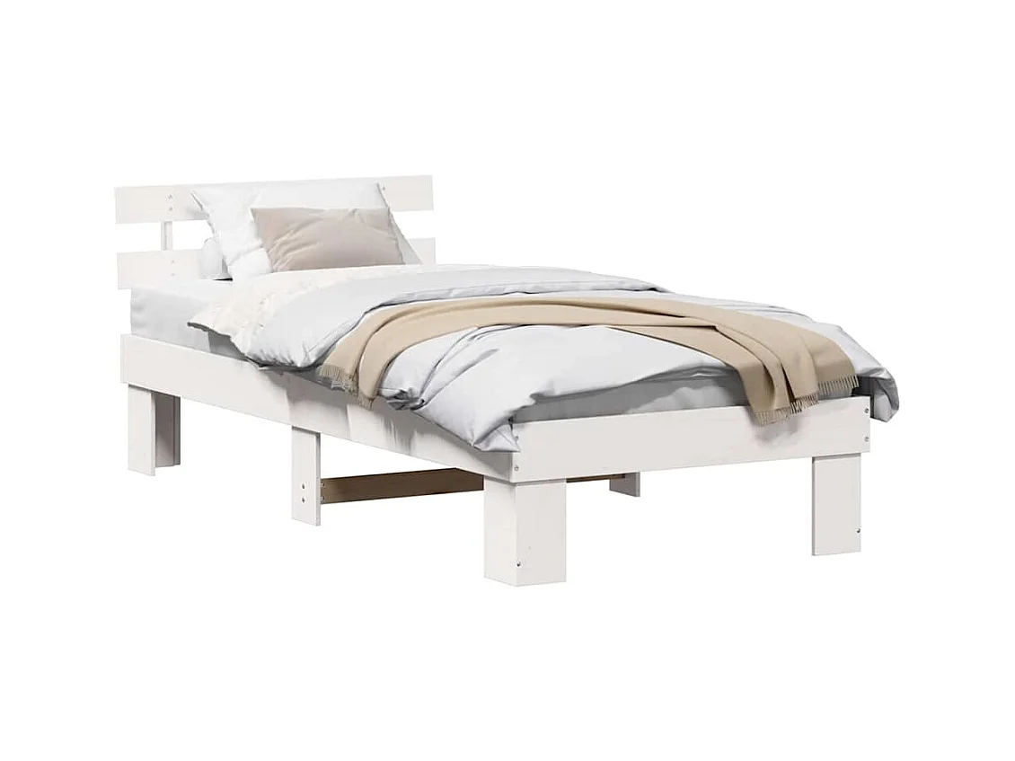 Lit simple | Lit adulte, enfant | Cadre de lit Blanc 90x200 cm Bois de pin massif