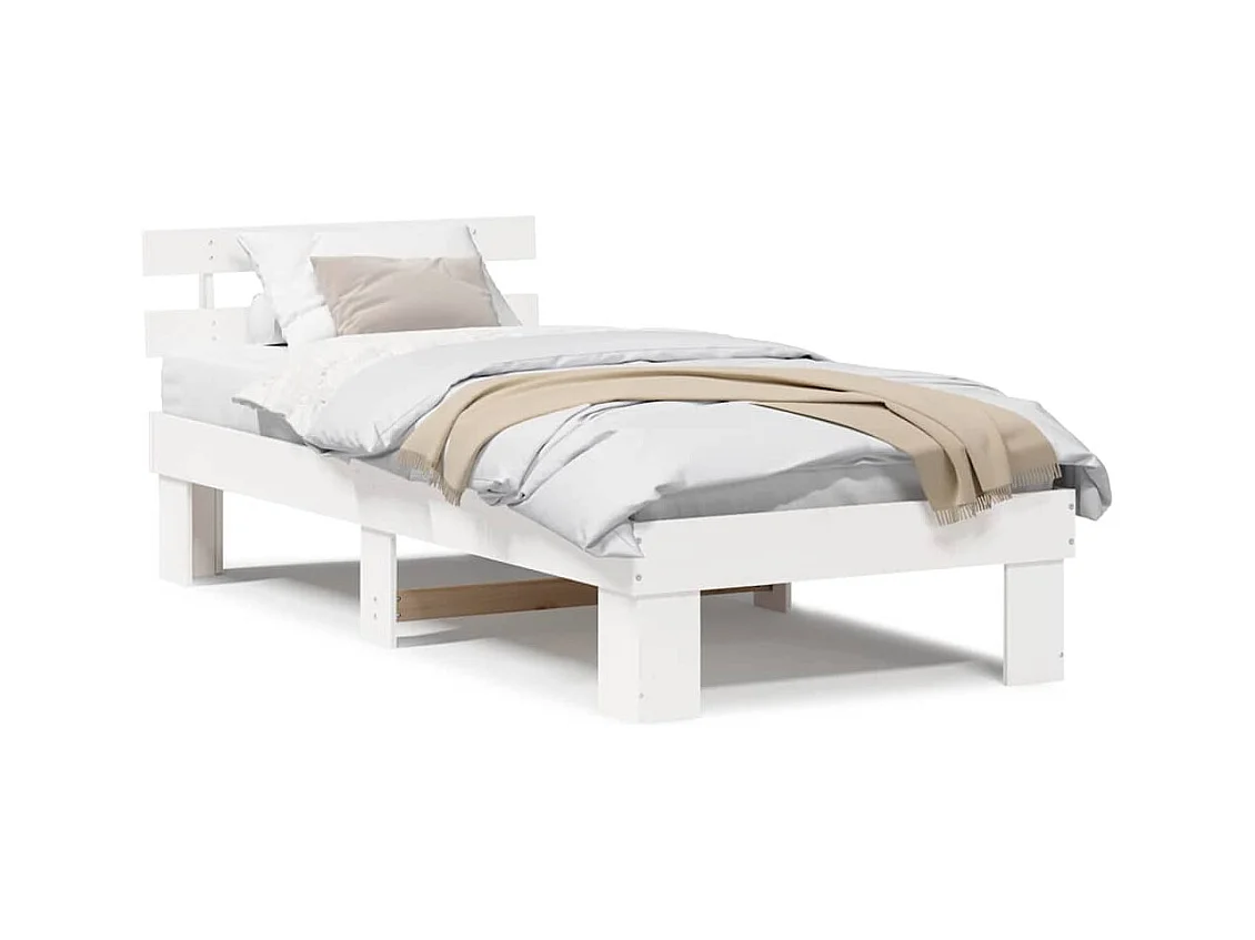 Lit simple | Lit adulte, enfant | Cadre de lit Blanc 90x200 cm Bois de pin massif