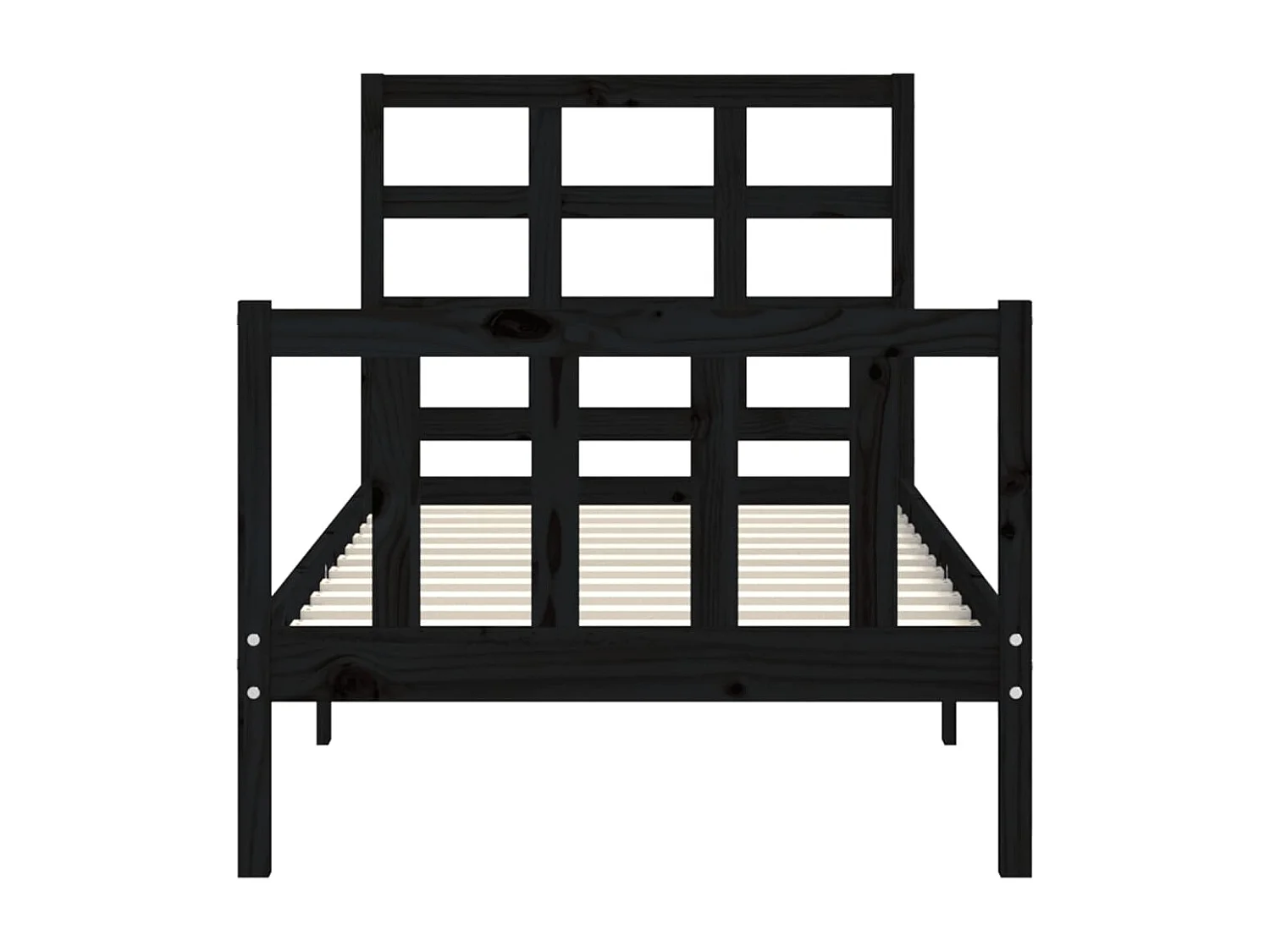 Lit simple | Lit adulte, enfant | Cadre de lit noir bois de pin massif 75x190 cm