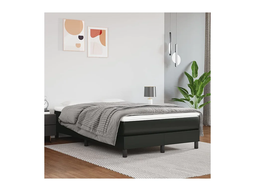 Lit simple | Lit adulte, enfant | Cadre de lit noir 120x200 cm similicuir