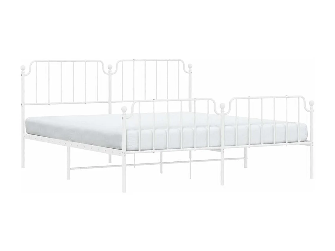 Lit double | Lit adulte | Cadre de lit métal et pied de lit blanc 183x213 cm