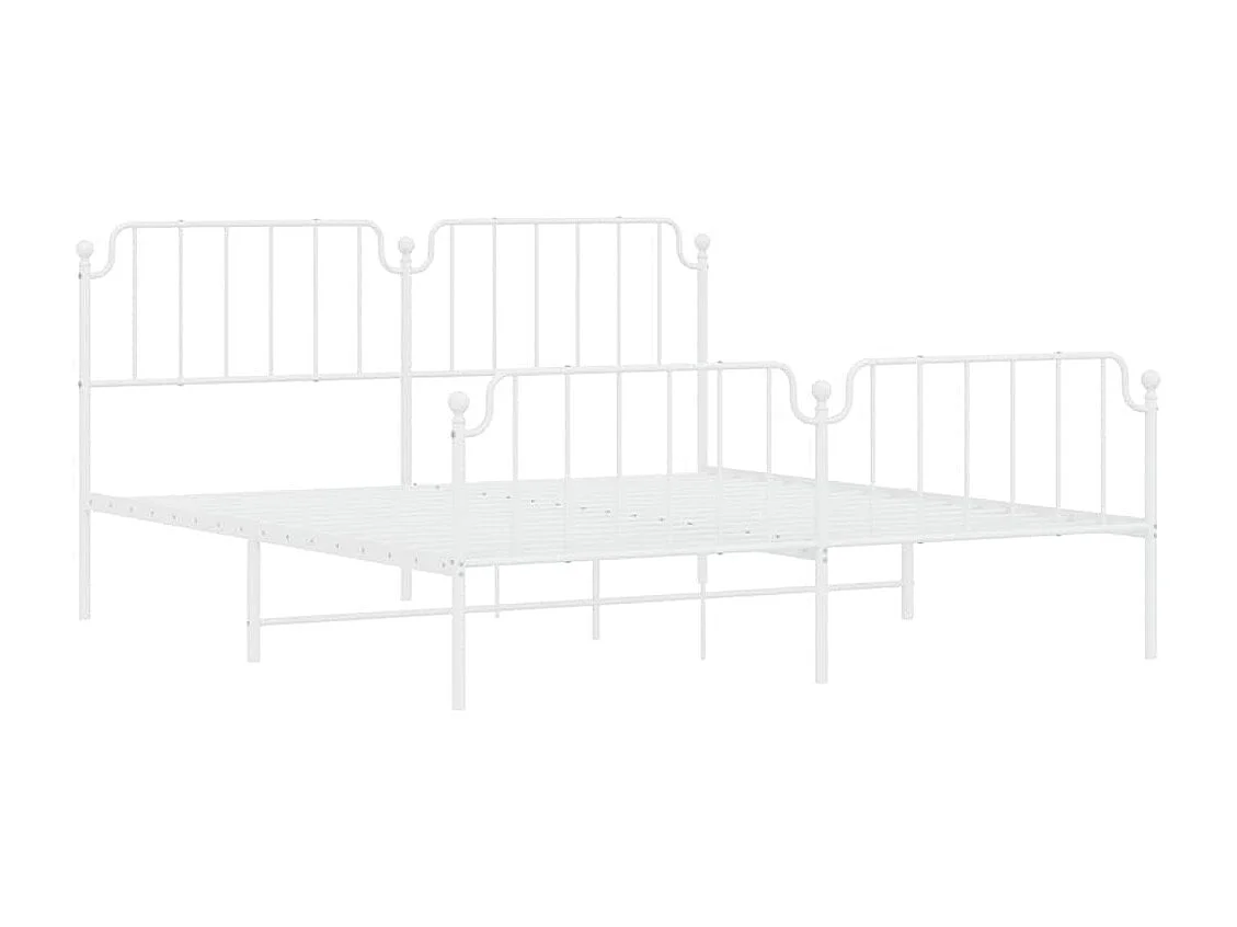 Lit double | Lit adulte | Cadre de lit métal et pied de lit blanc 183x213 cm