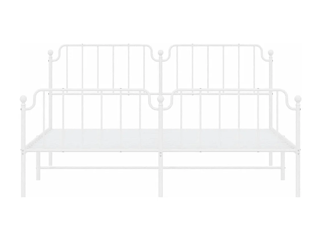 Lit double | Lit adulte | Cadre de lit métal et pied de lit blanc 183x213 cm