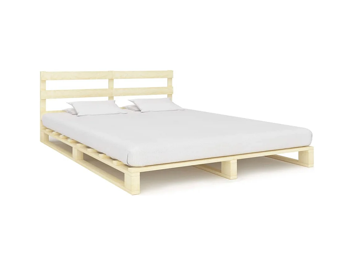 Lit double | Lit adulte | Cadre de lit de palette bois massif pin 180x200 cm