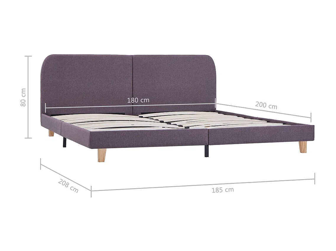 Lit double | Lit adulte | Cadre de lit taupe tissu 180x200 cm