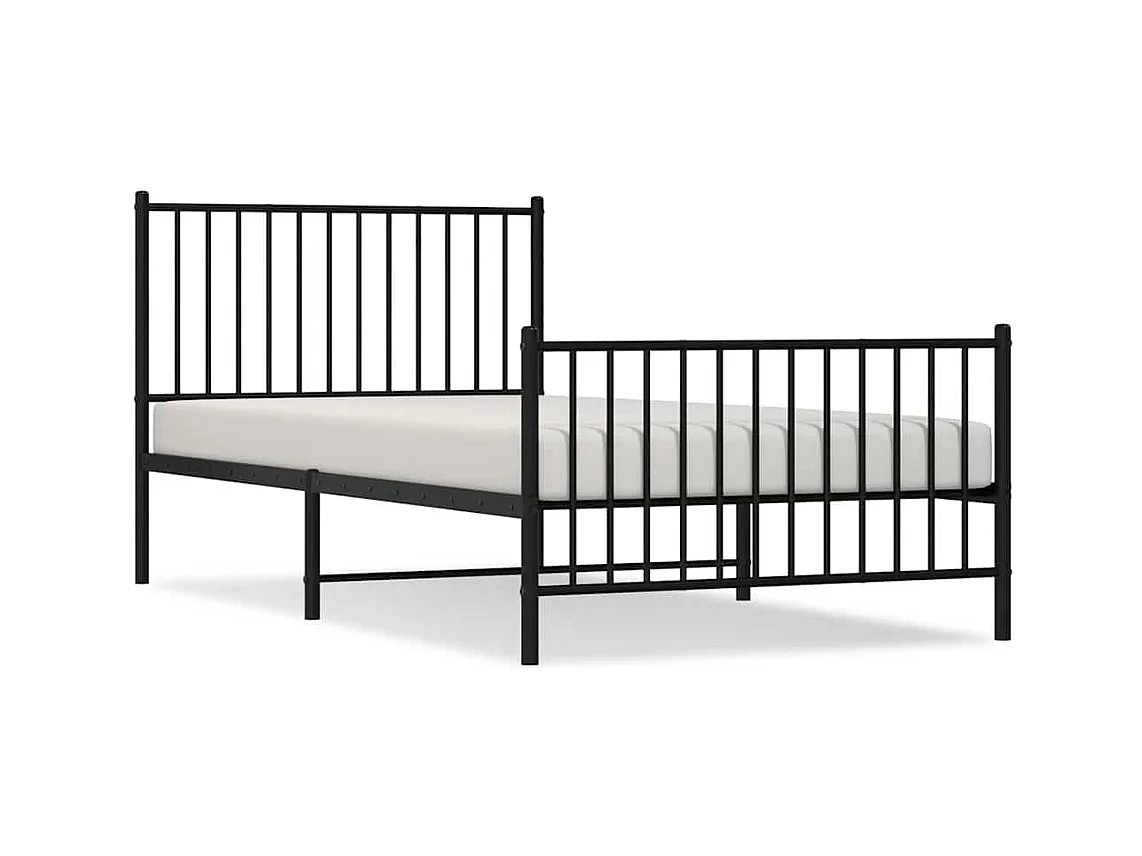 Lit simple | Lit adulte, enfant | Cadre de lit métal et pied de lit noir 100x200 cm