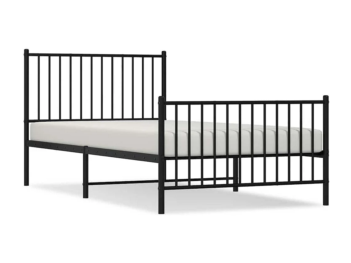 Lit simple | Lit adulte, enfant | Cadre de lit métal et pied de lit noir 100x200 cm