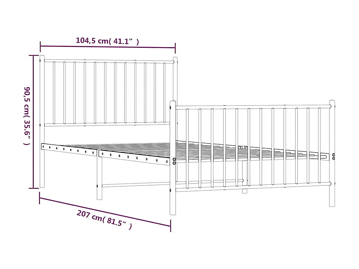 Lit simple | Lit adulte, enfant | Cadre de lit métal et pied de lit noir 100x200 cm