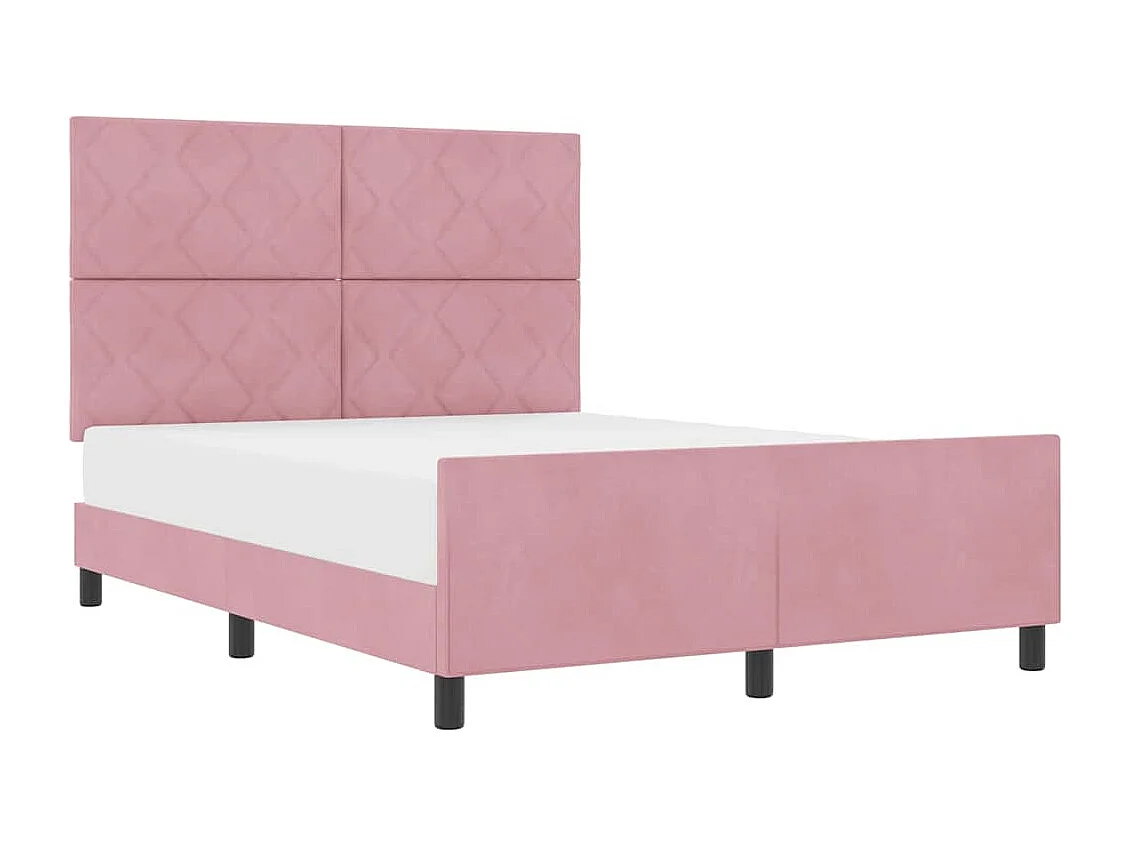 Lit double | Lit adulte | Cadre de lit avec tête de lit Rose 160x200 cm Velours