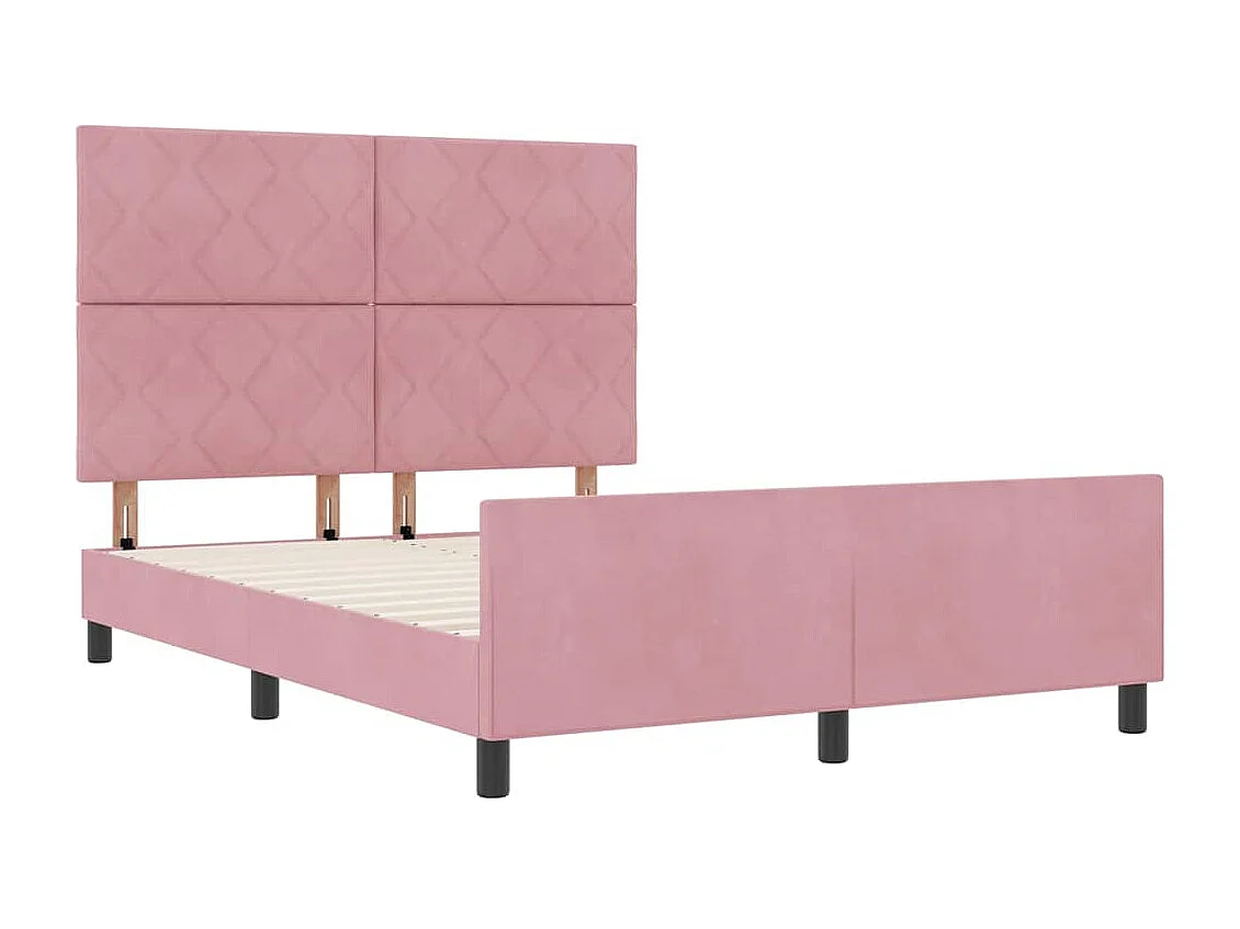 Lit double | Lit adulte | Cadre de lit avec tête de lit Rose 160x200 cm Velours