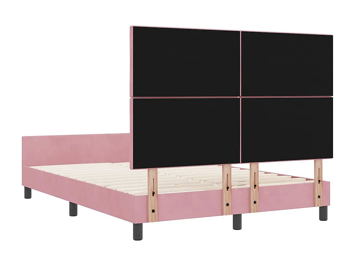 Lit double | Lit adulte | Cadre de lit avec tête de lit Rose 160x200 cm Velours