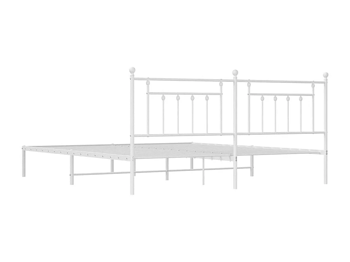 Lit double | Lit adulte | Cadre de lit métal et tête de lit blanc 193x203 cm