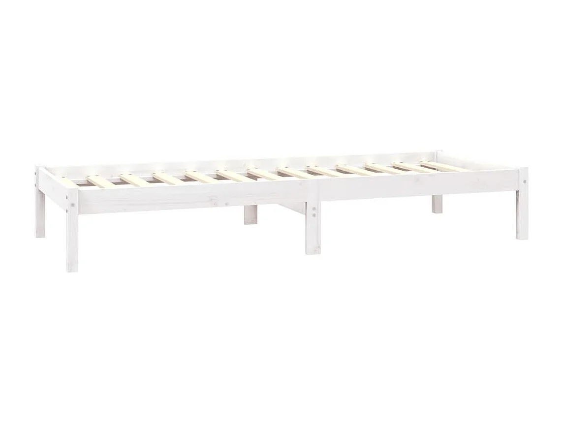 Lit simple | Lit adulte, enfant | Cadre de lit blanc bois massif 75x190 cm