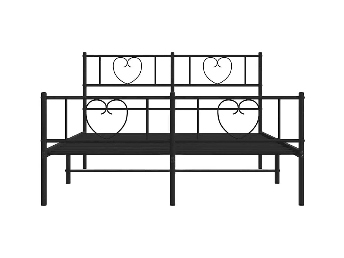 Lit double | Lit adulte | Cadre de lit métal avec pied de lit noir 135x190cm