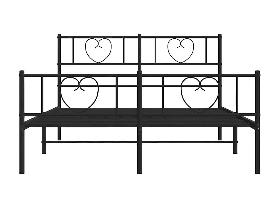 Lit double | Lit adulte | Cadre de lit métal avec pied de lit noir 135x190cm