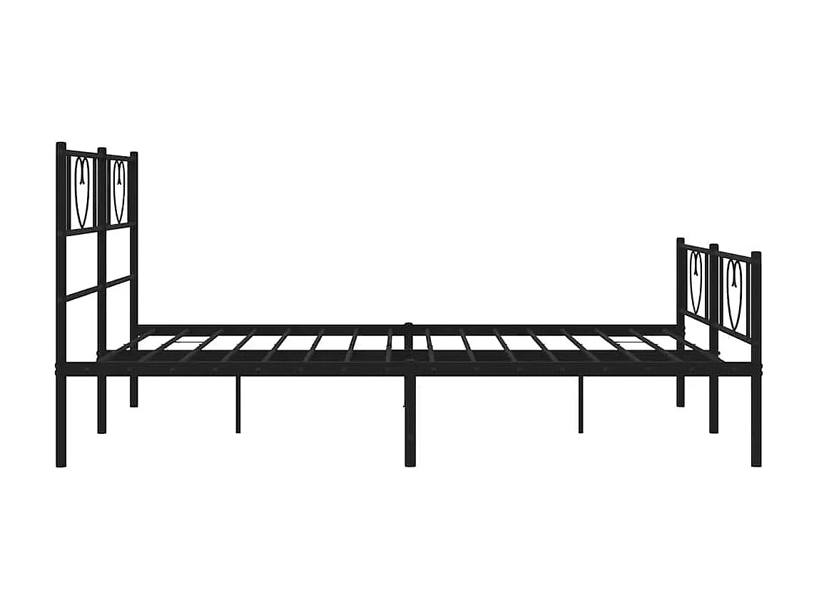 Lit double | Lit adulte | Cadre de lit métal avec pied de lit noir 135x190cm