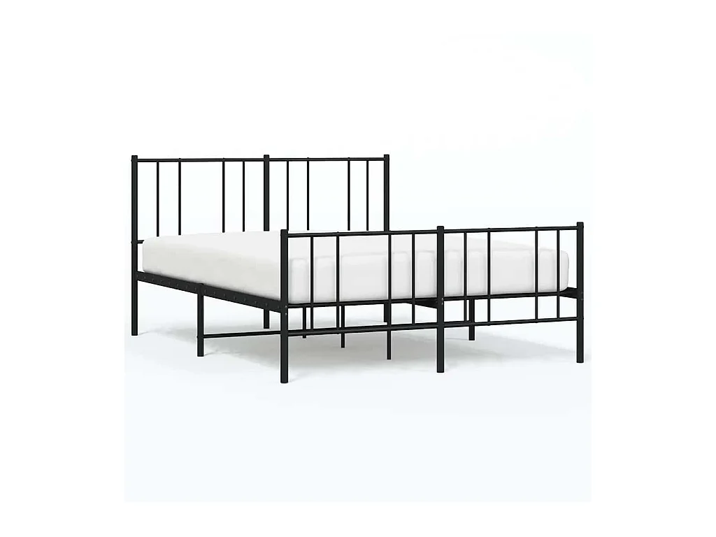 Lit double | Lit adulte | Cadre de lit métal avec pied de lit noir 150x200cm