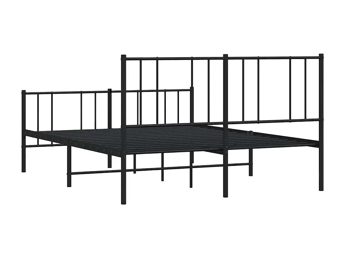 Lit double | Lit adulte | Cadre de lit métal avec pied de lit noir 150x200cm