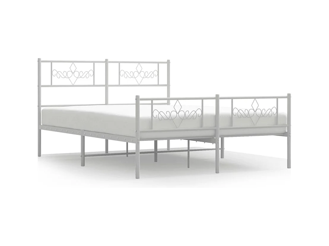 Lit double | Lit adulte | Cadre de lit métal et pied de lit blanc 140x190 cm