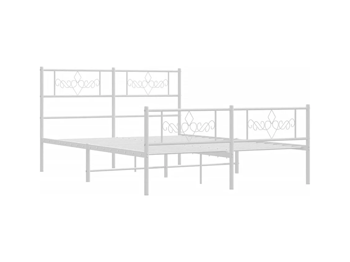 Lit double | Lit adulte | Cadre de lit métal et pied de lit blanc 140x190 cm