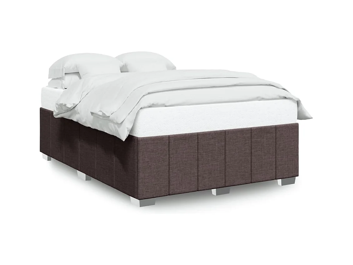 Lit double | Lit adulte | Cadre de lit marron foncé 140x190 cm tissu