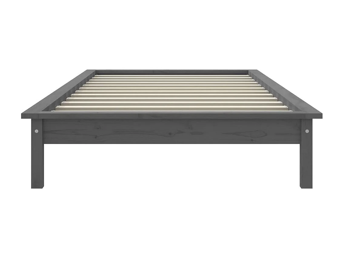 Lit simple | Lit adulte, enfant | Cadre de lit gris bois massif 90x190 cm