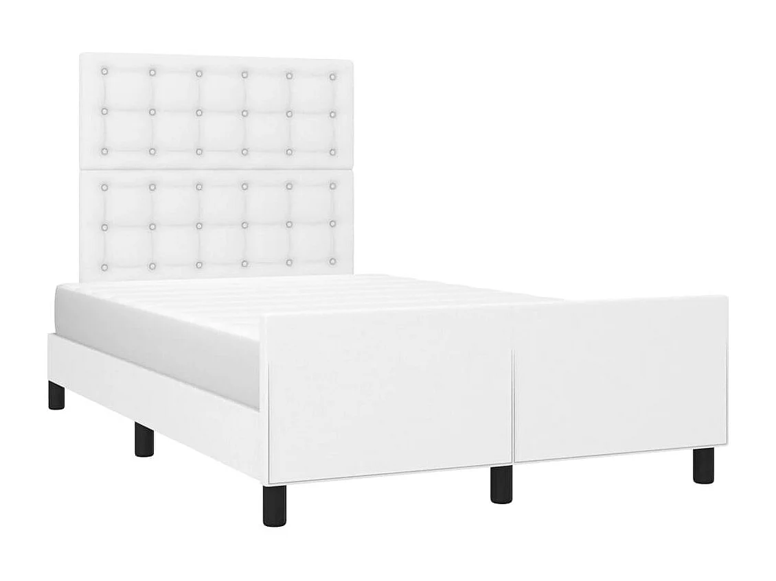 Lit simple | Lit adulte, enfant | Cadre de lit blanc 120x190 cm similicuir
