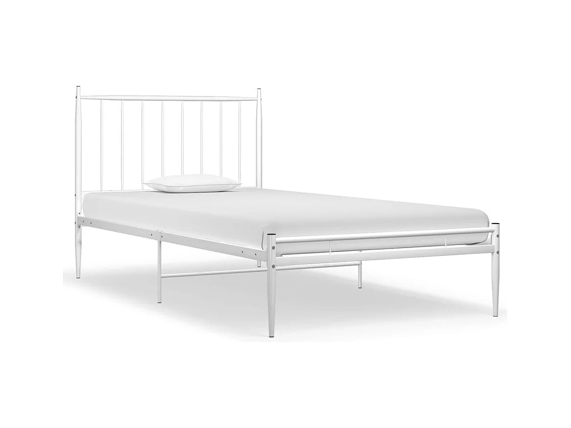 Lit simple | Lit adulte, enfant | Cadre de lit blanc métal 90x200 cm