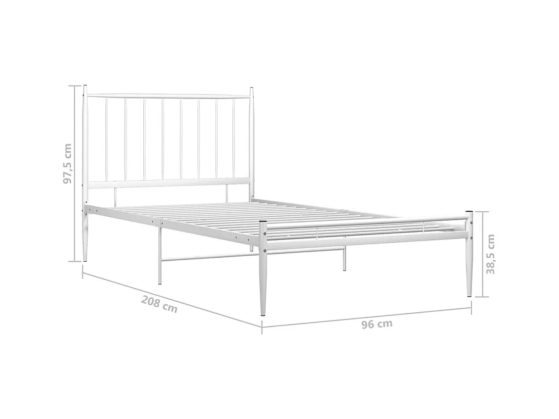 Lit simple | Lit adulte, enfant | Cadre de lit blanc métal 90x200 cm