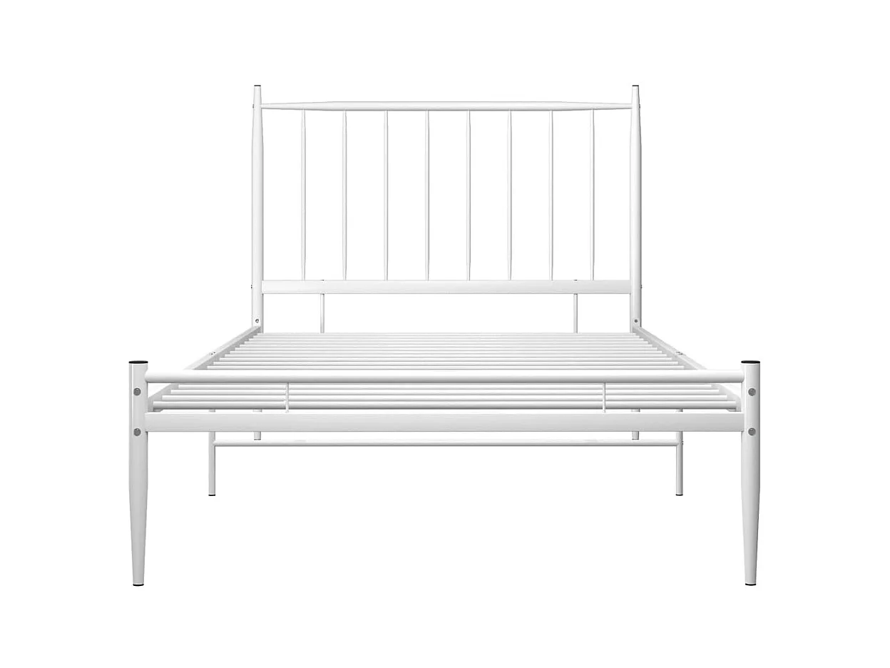 Lit simple | Lit adulte, enfant | Cadre de lit blanc métal 90x200 cm