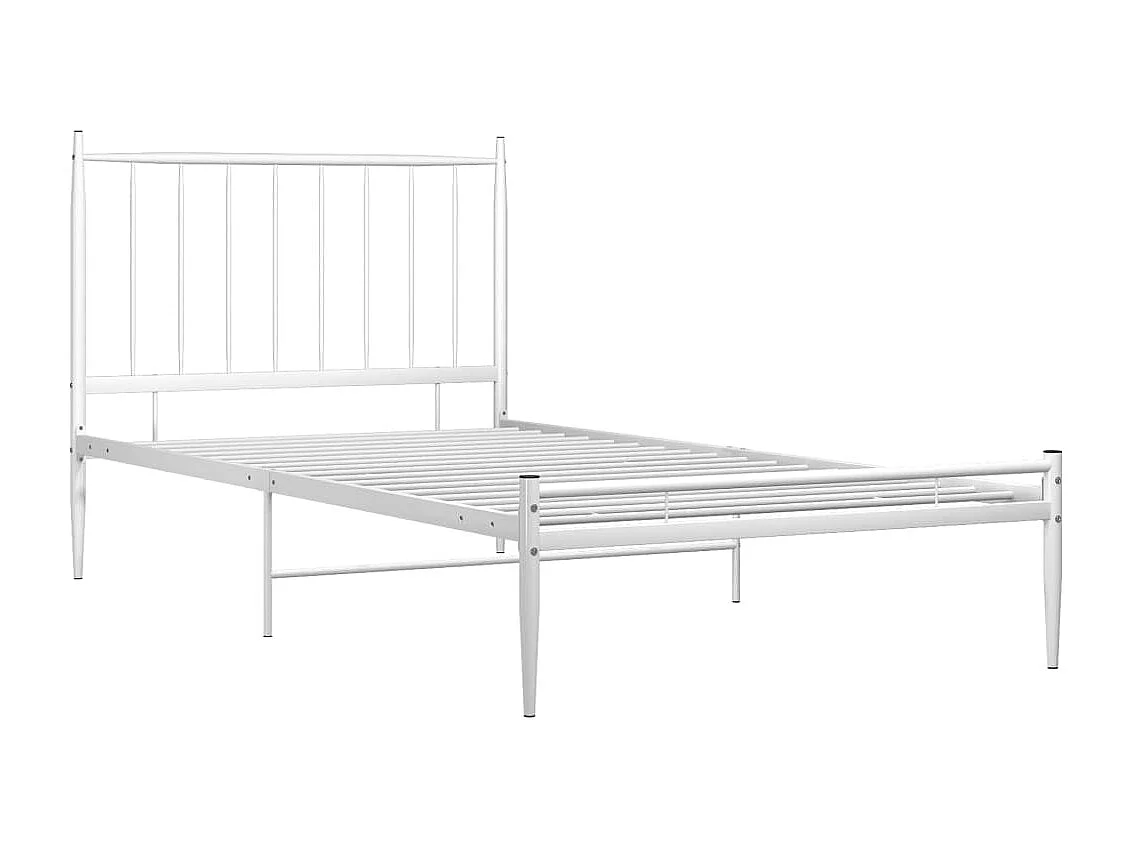 Lit simple | Lit adulte, enfant | Cadre de lit blanc métal 90x200 cm