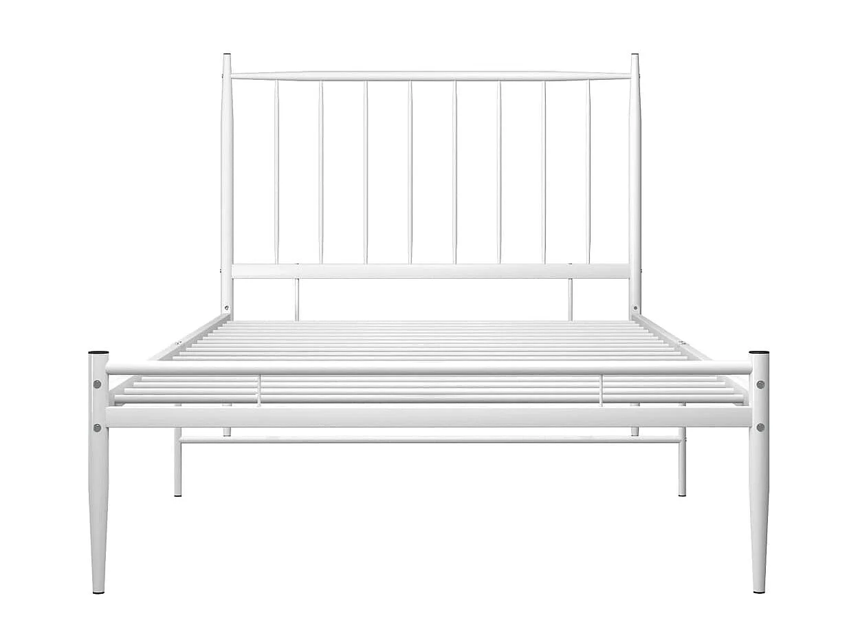 Lit simple | Lit adulte, enfant | Cadre de lit blanc métal 90x200 cm