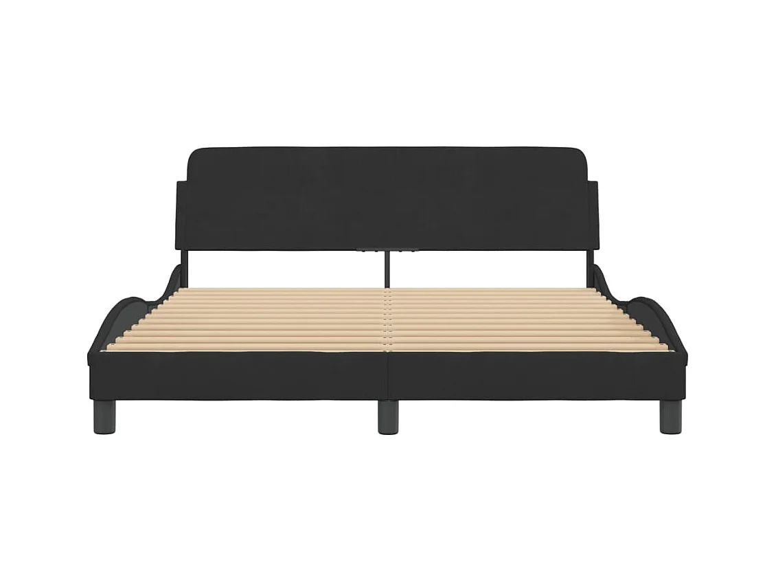 Lit double | Lit adulte | Cadre de lit noir 160x200 cm velours