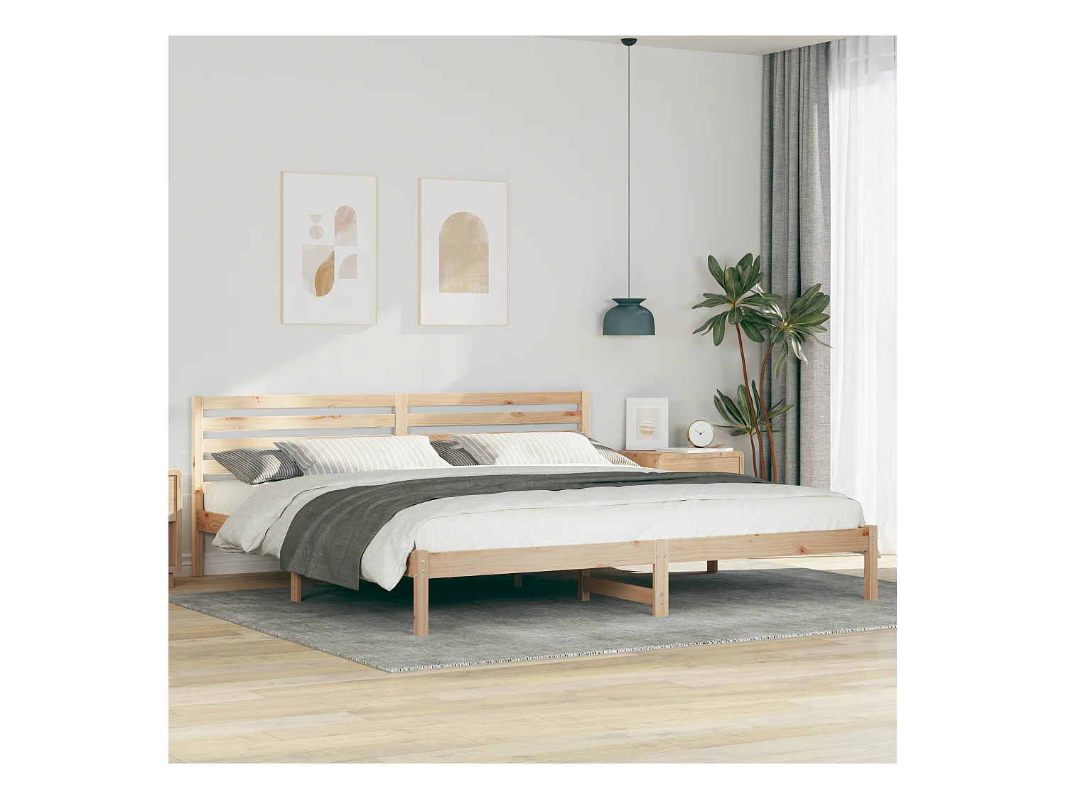 Lit double | Lit adulte | Cadre de lit Marron 200x210 cm Bois massif en pin